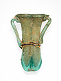 Glass double cosmetic flask (kohl tube), Glass, Roman