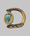 Ring with scaraboid, Silver, gold, malachite, Cypriot