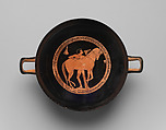 Terracotta kylix (drinking cup), Attributed to Onesimos, Terracotta, Greek, Attic
