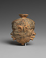 Terracotta aryballos (oil flask) in the form of two Black African heads, Terracotta, Greek, Attic