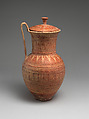 Terracotta pitcher with lid, Terracotta, Greek, Attic