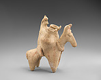 Terracotta statuette of a man riding a donkey, Terracotta, Cypriot