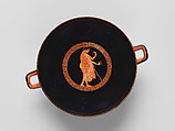 Terracotta kylix (drinking cup), Attributed to Makron, Terracotta, Greek, Attic