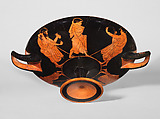 Terracotta kylix (drinking cup), Attributed to Makron, Terracotta, Greek, Attic