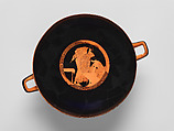 Terracotta kylix (drinking cup), Signed by Hieron as potter, Terracotta, Greek, Attic