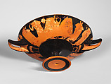Terracotta kylix (drinking cup), Signed by Hieron as potter, Terracotta, Greek, Attic