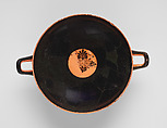 Terracotta kylix (drinking cup), Attributed to an artist near Psiax, Terracotta, Greek, Attic