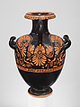 Terracotta hydria: kalpis (water jar), Terracotta, Greek, Attic