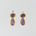 Gold and amethyst earring, Gold, amethyst, Roman
