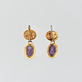Gold and amethyst earring, Gold, amethyst, Roman