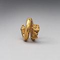 Gold and copper alloy spiral with lion-head terminal, Gold, copper alloy, Greek, Cypriot