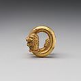Gold and copper alloy spiral with lion-head terminal, Gold, copper alloy, Greek, Cypriot