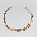 Necklace of banded agate, chalcedony, and gold, Gold, agate, chalcedony, Cypriot