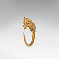 Gold earring with head of a bull, Gold, Cypriot