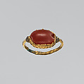 Gold and carnelian scaraboid ring, Gold, carnelian, Greek, Cypriot