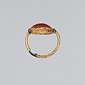 Gold and carnelian scaraboid ring, Gold, carnelian, Greek, Cypriot