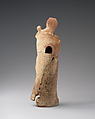Terracotta statuette of a woman holding a baby, Terracotta, Greek, Asia Minor, Myrina (?)