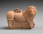 Terracotta vase in the form of a lion, Terracotta, Roman