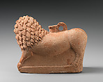 Terracotta vase in the form of a lion, Terracotta, Roman