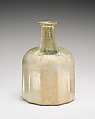Glass polygonal bottle, Glass, Roman