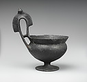 Terracotta stemmed kyathos (single-handled cup), Terracotta, Etruscan