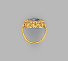 Intaglio in ring, Chalcedony, gold, Langobardic