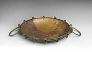 Shallow bronze bowl with swinging handles, Bronze, Phrygian