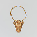 Gold earring with head of a bull, Gold, Cypriot