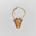 Gold pendant in the form of a bull's head, Gold, Cypriot