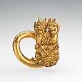 Gold spiral with double lion-griffin-head terminal, Gold, Greek, Cypriot