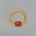 Gold ring with carnelian scaraboid, Gold, carnelian (chalcedony), Greek, Cypriot