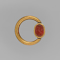 Gold ring with carnelian scaraboid, Gold, carnelian (chalcedony), Greek, Cypriot