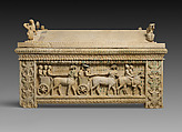Limestone sarcophagus: the Amathus sarcophagus, Hard limestone, Cypriot