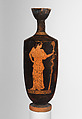 Lekythos (oil flask), Attributed to Hermonax, Terracotta, Greek, Attic