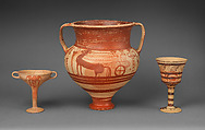 Terracotta kylix (drinking cup) with flower, Terracotta, Mycenaean