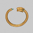 Gold and copper alloy bracelet with lion-head finials, Gold, bronze, Cypriot