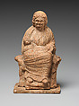 Terracotta statuette of an old nurse holding a child, Terracotta, Greek, Boeotian