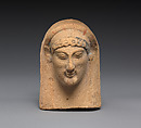 Terracotta protome of a woman, Terracotta, Greek, Rhodian