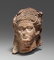 Female head, probably of a goddess, Terracotta, Cypriot