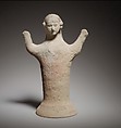 Terracotta statuette of a woman with raised arms, Terracotta, Cypriot