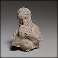 Terracotta statuette of Silenos (?) drinking, Terracotta, Cypriot