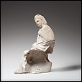 Terracotta statuette of a seated youth, Terracotta, Greek, Cypriot