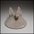 Terracotta mask in the shape of the head of a fox, dog, or bat, Terracotta, Cypriot