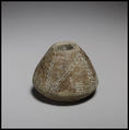 Terracotta truncated-biconical spindle-whorl with angular base, Terracotta, Cypriot