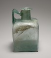 Glass square bottle, Glass, Roman