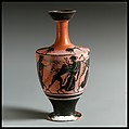 Lekythos, Attributed to the Krotala Painter, Terracotta, Greek, Attic