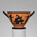 Terracotta skyphos (deep drinking cup), Attributed to the Theseus Painter, Terracotta, Greek, Attic