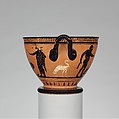 Terracotta skyphos (deep drinking cup), Attributed to the Theseus Painter, Terracotta, Greek, Attic