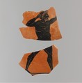 Fragments of a terracotta amphora (jar), Probably by the Painter of Tarquinia RC 6847, Terracotta, Greek, Attic