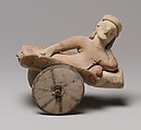 Model of a cart with a human figure, Terracotta, Cypriot